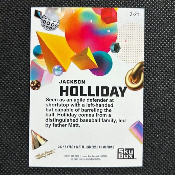 2022 Skybox Metal Universe Champions Z-Force Jackson Holiday Rookie RC Orioles20 - Picture 2 of 2